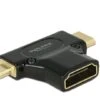 Adaptateur HDMI Femelle Vers HDMI Mini-C Mâle + Micro-D Mâle -Magasin D'électronique adaptateur hdmi femelle vers hdmi mini c male micro d male ref TG1291 1