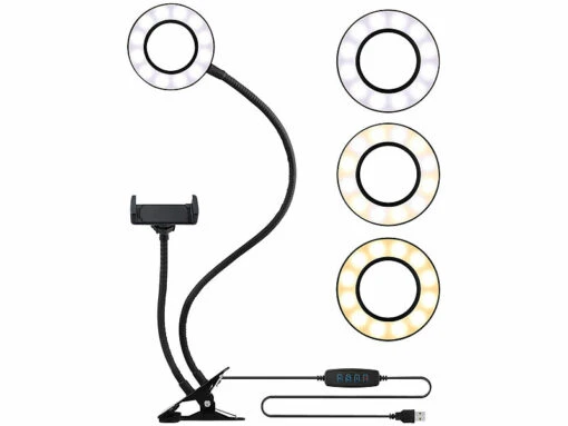 Anneau Lumineux LED Avec Support Pour Smartphone Ø 9 Cm -Magasin D'électronique anneau lumineux led avec support pour smartphone o 9 cm ref NX7694 1