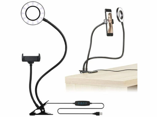 Anneau Lumineux LED Avec Support Pour Smartphone Ø 9 Cm -Magasin D'électronique anneau lumineux led avec support pour smartphone o 9 cm ref NX7694 3