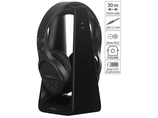 Casque Stéréo Sans Fil 2,4 GHz Avec Station De Chargement OK-300 -Magasin D'électronique casque stereo sans fil 2 4 ghz avec station de chargement ok 300 ref ZX1840 10 1